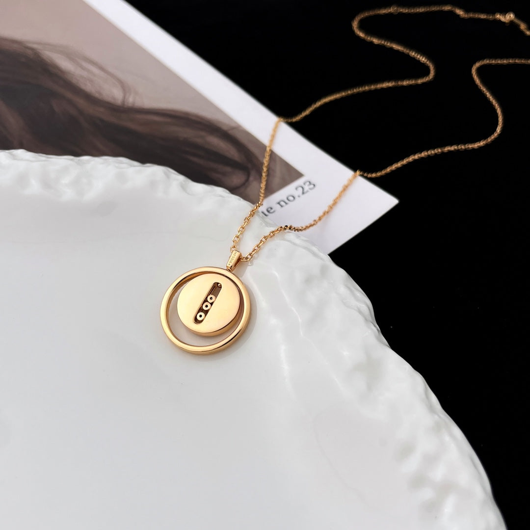 [Limara]LUCKY MOVE MOP PINK GOLD NECKLACE