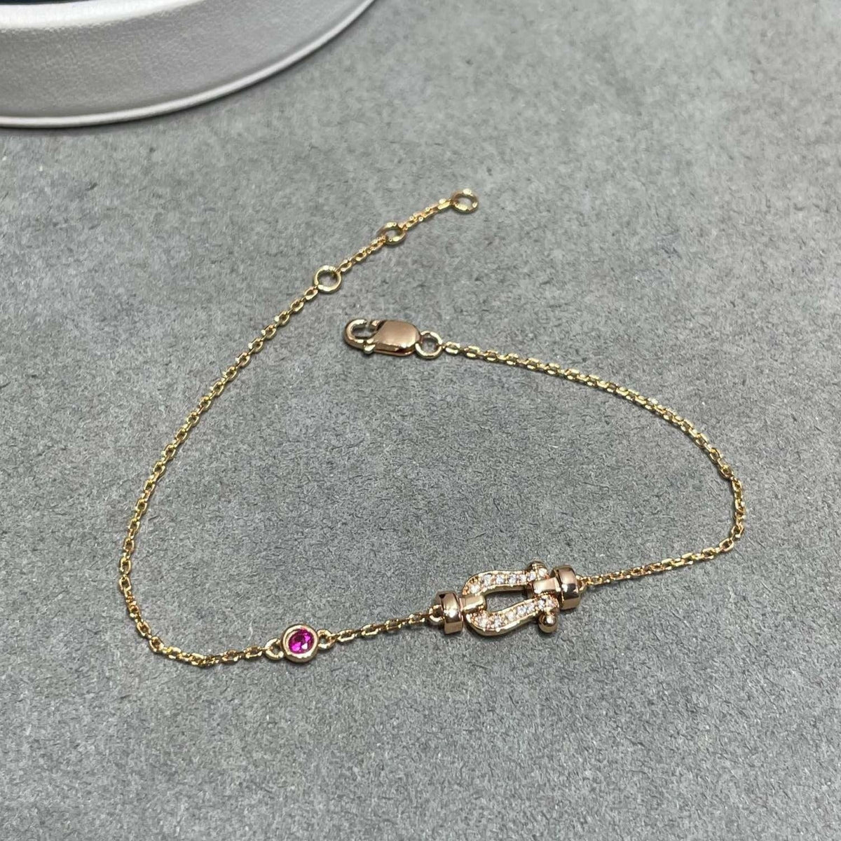 [Limara]FORCE 10 DIAMOND CHAIN LINK PINK GOLD BRACELET