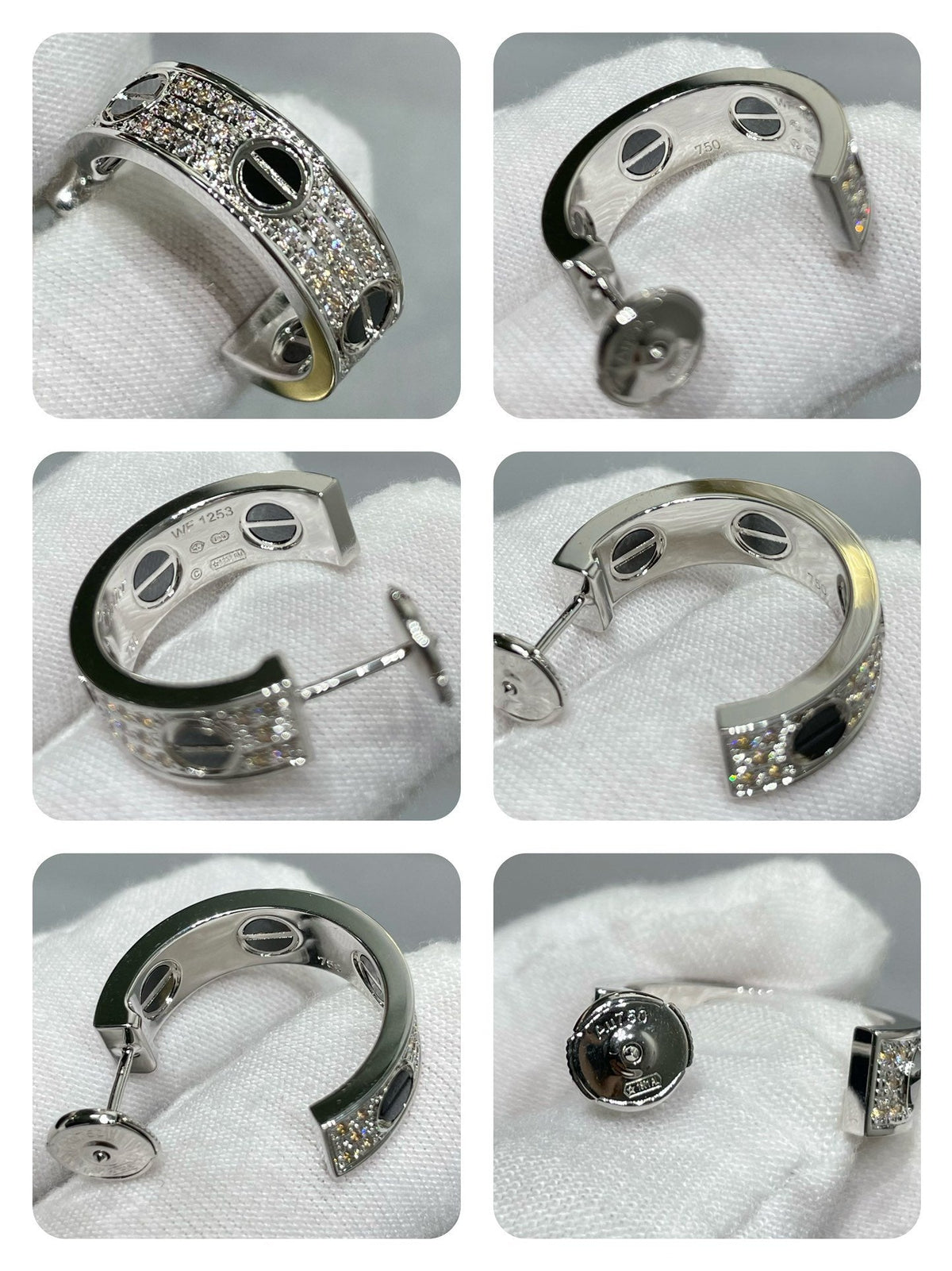 [Limara] LOVE CERAMIC DIAMOND PAVED SILVER EARRINGS