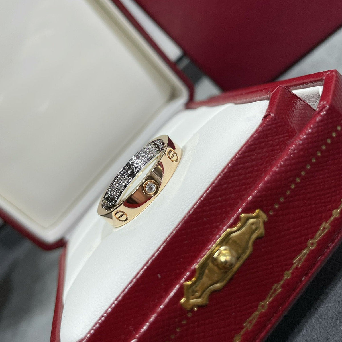 [Limara] LOVE PINK GOLD SILVER DIAMOND DOUBLE RING