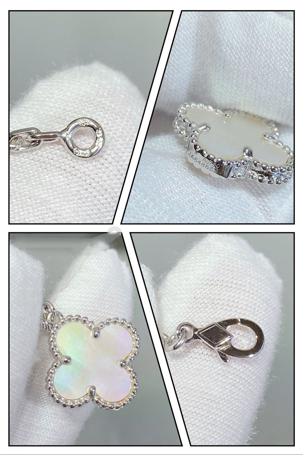 [Limara]CLOVER 5 MOTIF WHITE MOP SILVER BRACELET