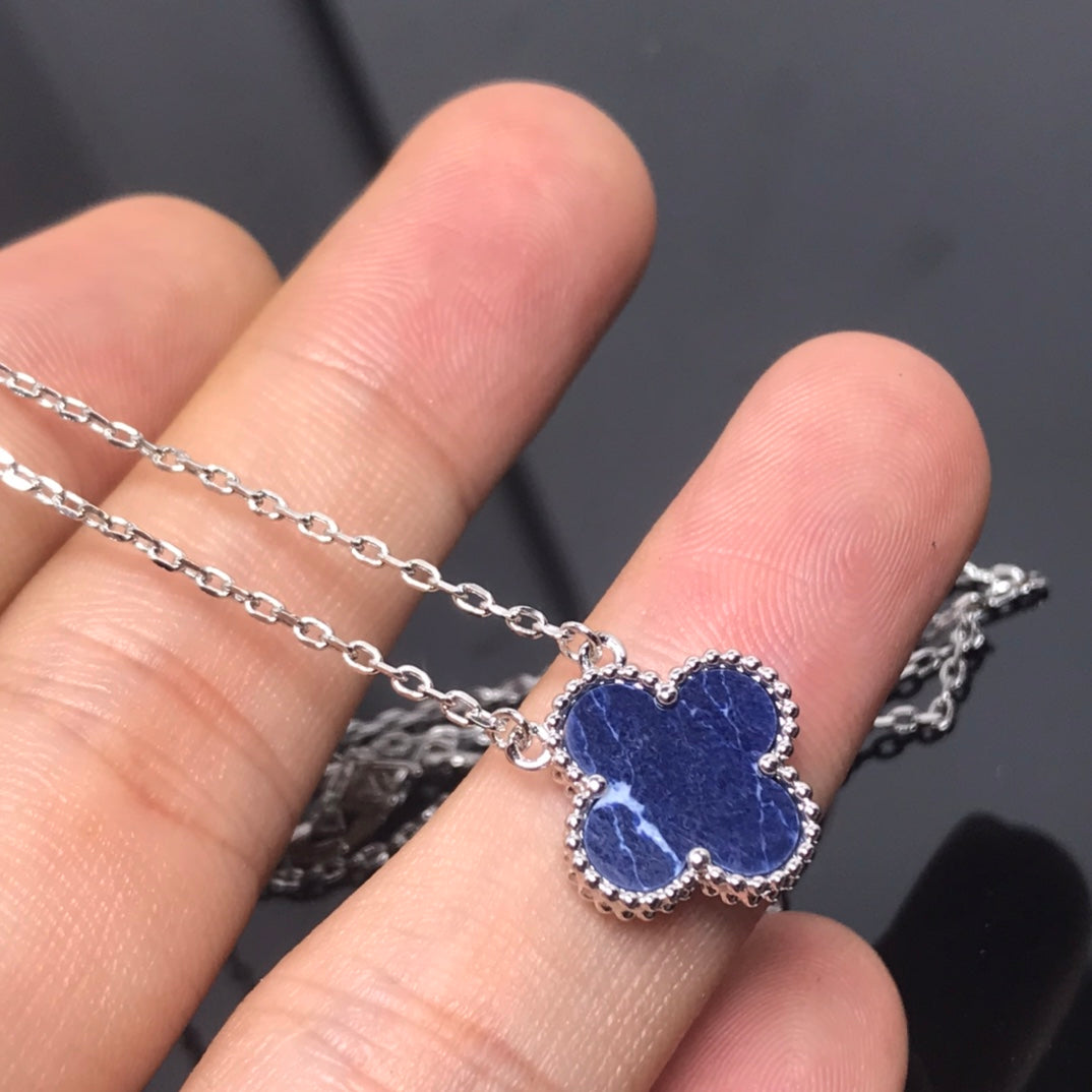 [Limara]CLOVER PIETERSITE SILVER LONG NECKLACE