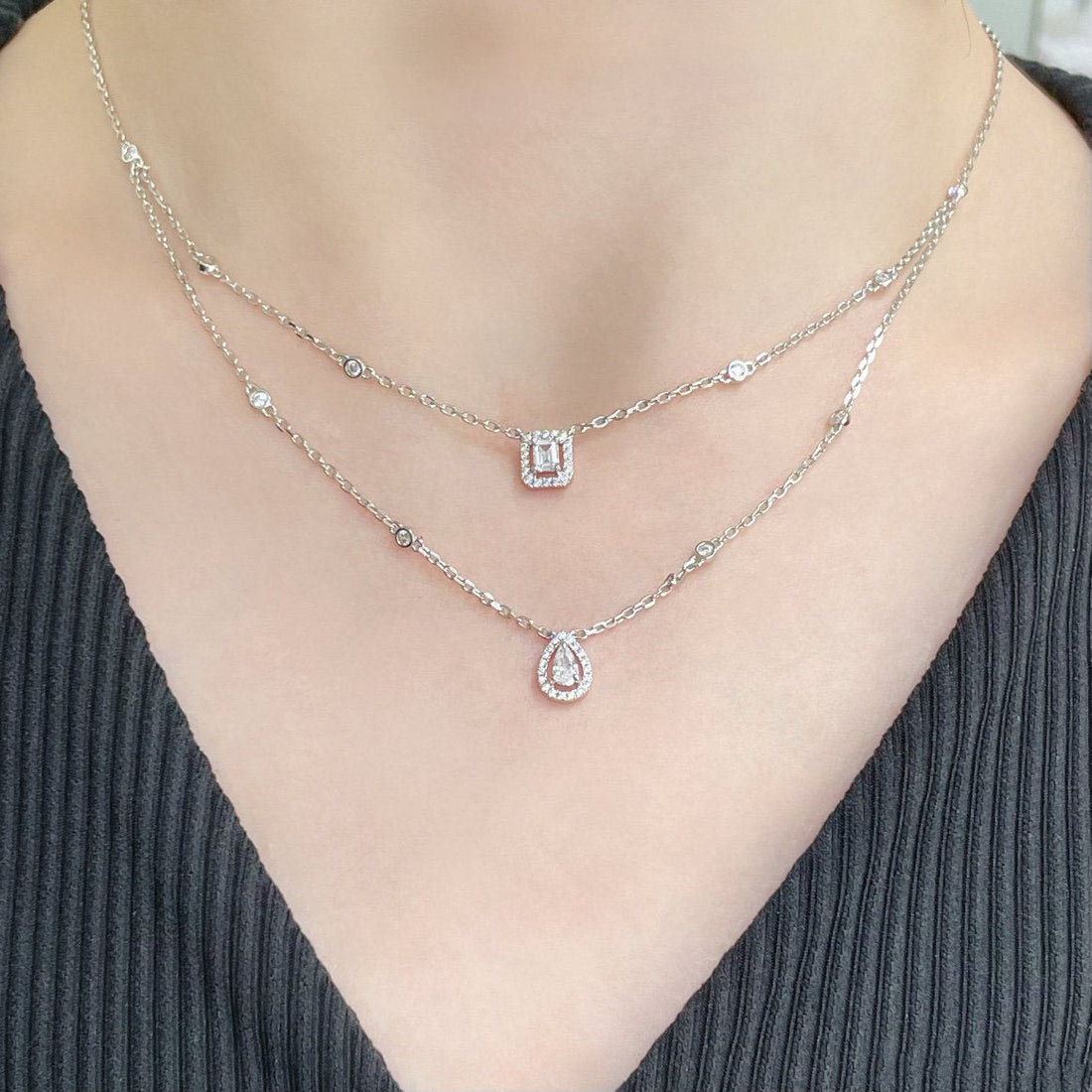 [Limara]MY TWIN 2 ROW DIAMOND NECKLACE