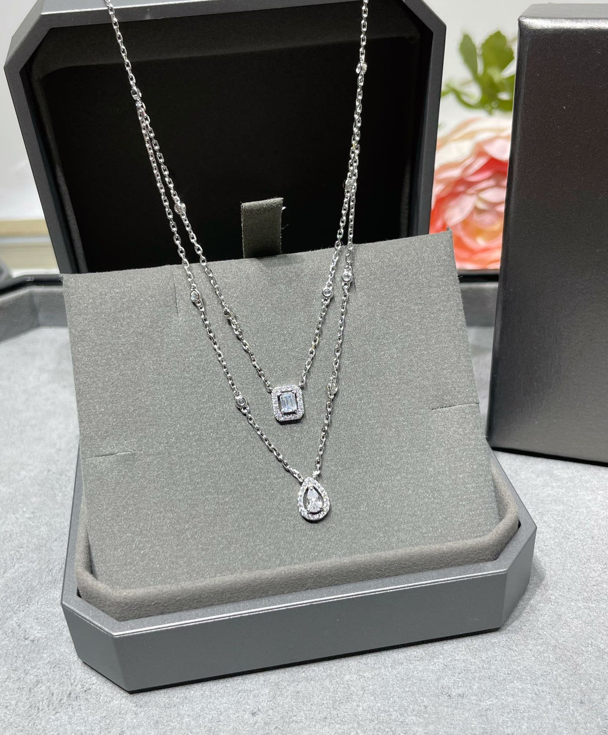 [Limara]MY TWIN 2 ROW DIAMOND NECKLACE