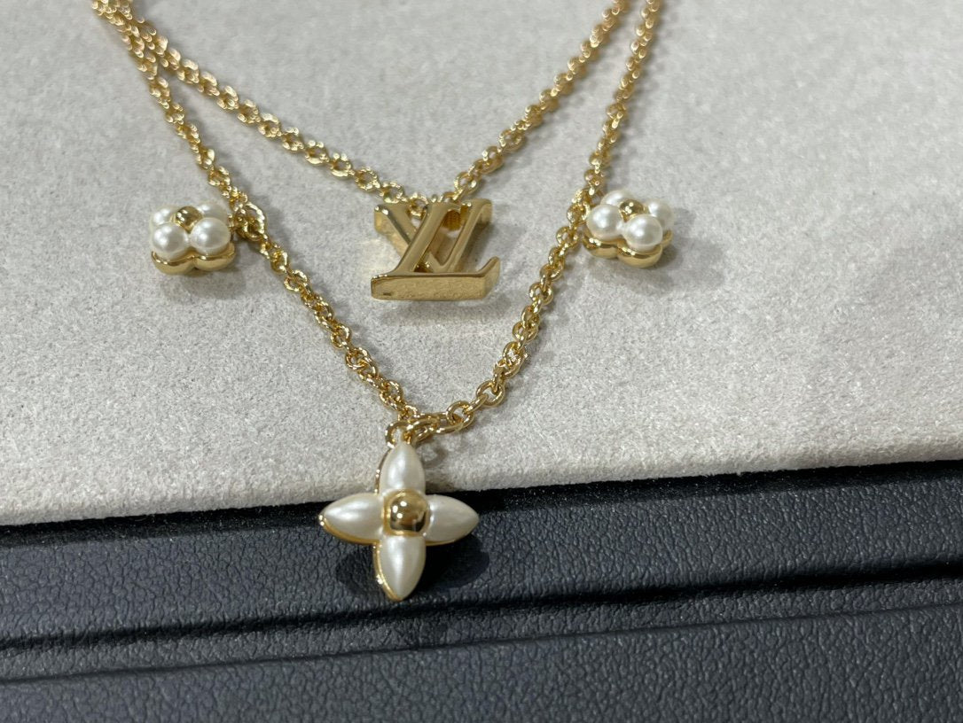 [Limara]FLOWERGRAM GOLD MOP DOUBLE ROW NECKLACE