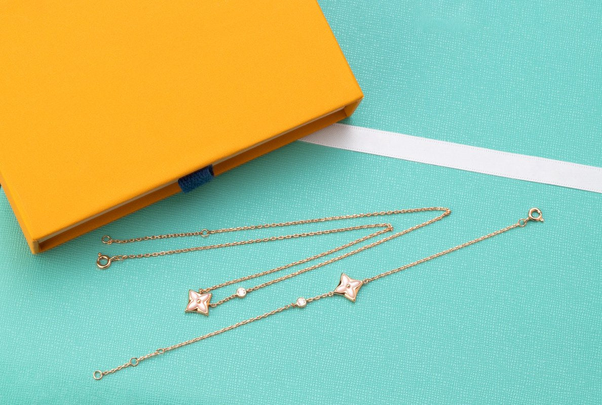 [Limara]STAR PINK MOP 1 DIAMOND ROSE GOLD NECKLACE