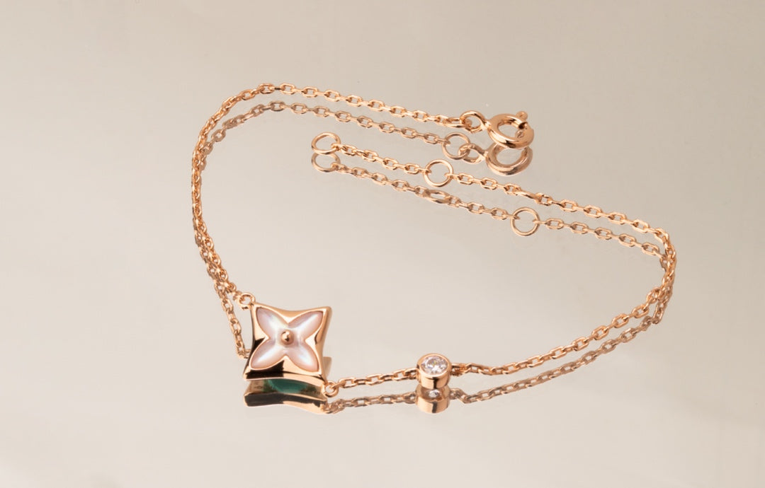 [Limara]STAR PINK MOP 1 DIAMOND ROSE GOLD NECKLACE