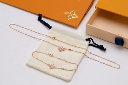 [Limara]STAR PINK MOP 1 DIAMOND ROSE GOLD NECKLACE