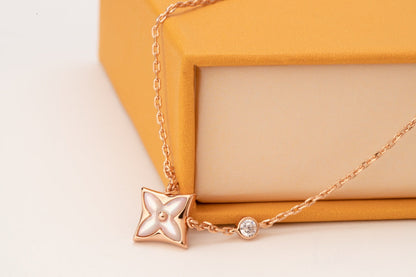 [Limara]STAR PINK MOP 1 DIAMOND ROSE GOLD NECKLACE