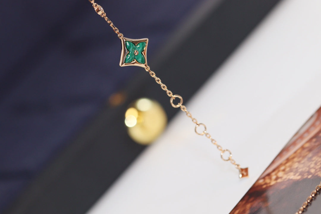 [Limara]STAR AND SUN 4 MOTIF ROSE GOLD MALACHITE BRACELET