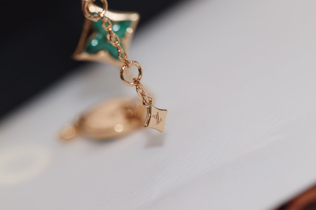 [Limara]STAR AND SUN 4 MOTIF ROSE GOLD MALACHITE BRACELET