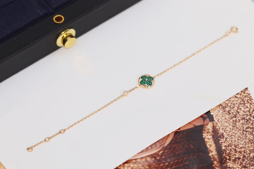 [Limara]STAR AND SUN 4 MOTIF ROSE GOLD MALACHITE BRACELET