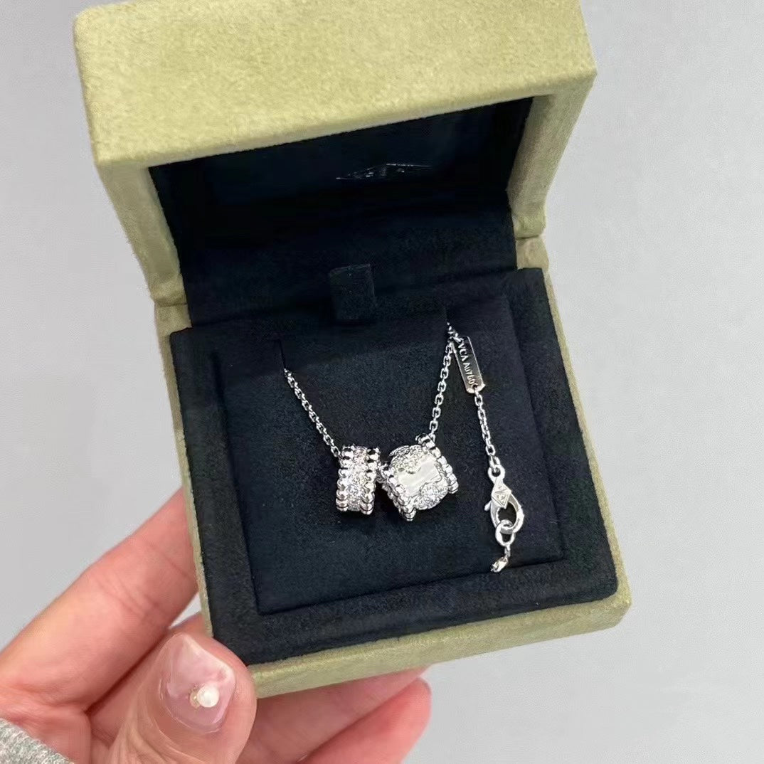 [Limara]PERLEE DOUBLE PENDANT SILVER DIAMOND NECKLACE