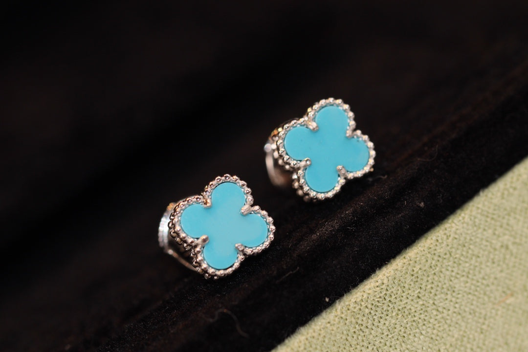 [Limara]CLOVER MINI TURQUOISE SILVER STUD EARRINGS