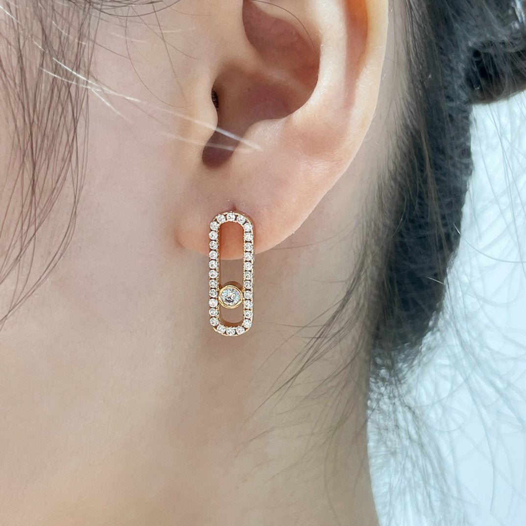 [Limara]MOVE UNO STUD DIAMOND PAVED EARRINGS
