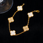 [Limara]LUCKY CLOVER 5-MOTIF-ARMBAND – WEISSES PERLMUTT-KOLLEKTION