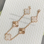 [Limara]LUCKY CLOVER 5-MOTIF-ARMBAND – WEISSES PERLMUTT-KOLLEKTION