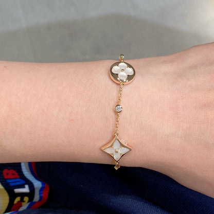 [Limara]STAR AND SUN 4 MOTIF WHITE MOP ROSE GOLD BRACELET