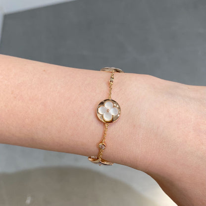 [Limara]STAR AND SUN 4 MOTIF WHITE MOP ROSE GOLD BRACELET
