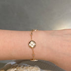 [Limara]STAR AND SUN 4 MOTIF WHITE MOP ROSE GOLD BRACELET