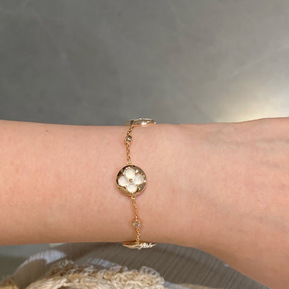 [Limara]STAR AND SUN 4 MOTIF WHITE MOP ROSE GOLD BRACELET