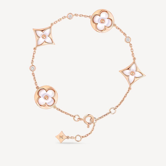 [Limara]STAR AND SUN 4 MOTIF WHITE MOP ROSE GOLD BRACELET