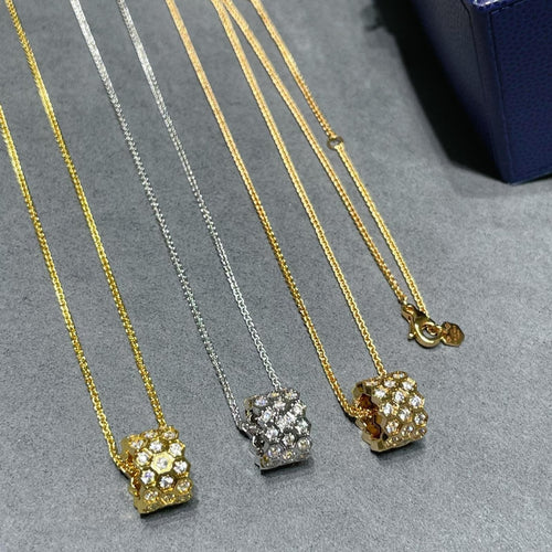 [Limara]BEE LOVE DIAMOND PAVED 3 ROW NECKLACE