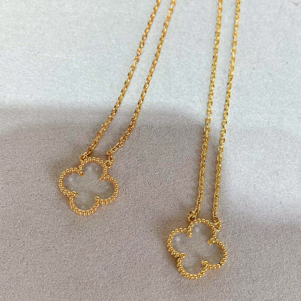 [Limara]CLOVER ROCK CRYSTAL ROSE GOLD NECKLACE