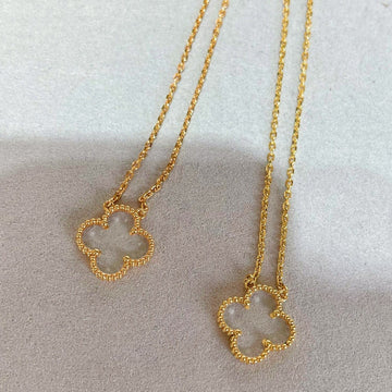 [Limara]CLOVER ROCK CRYSTAL ROSE GOLD NECKLACE