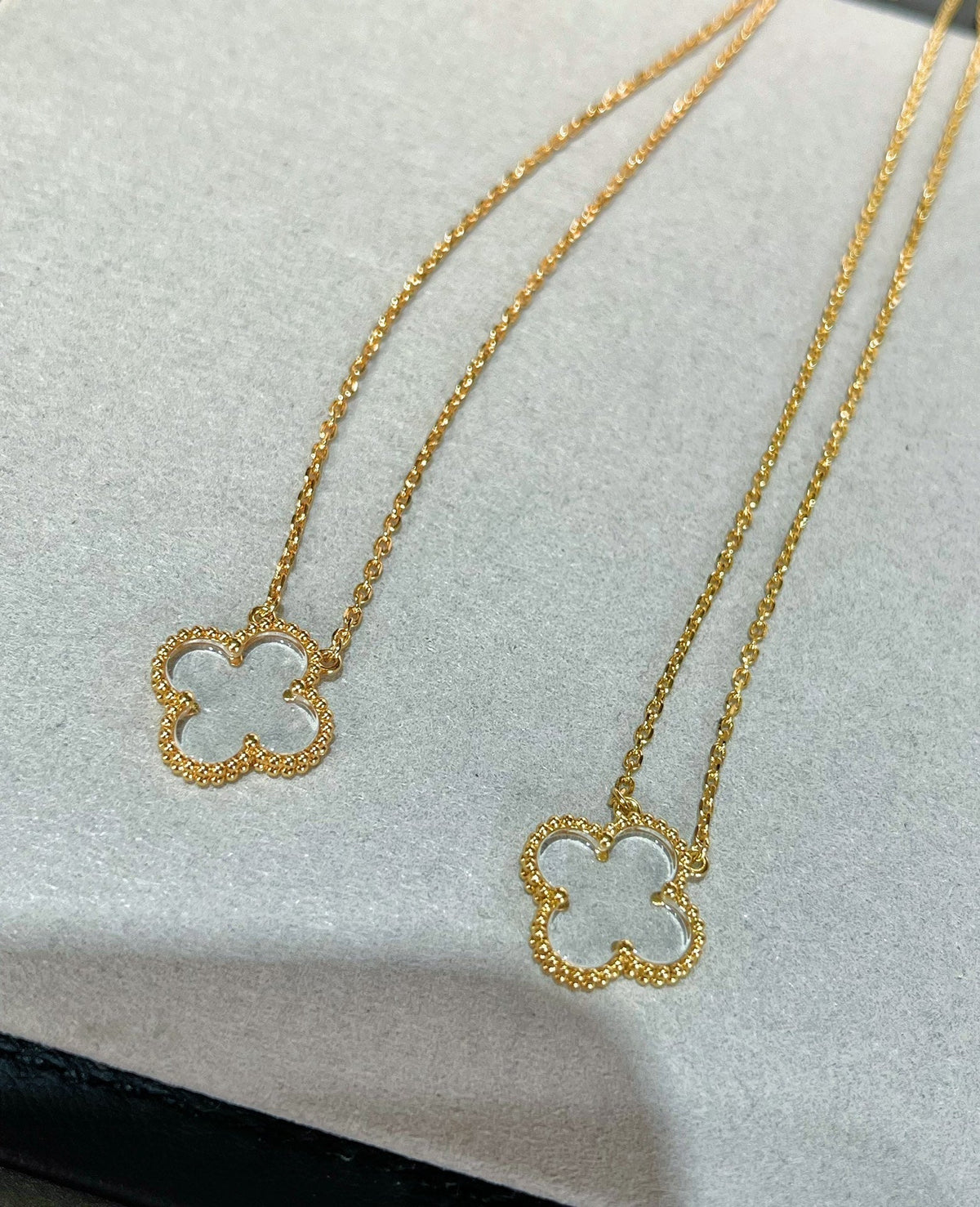 [Limara]CLOVER ROCK CRYSTAL ROSE GOLD NECKLACE