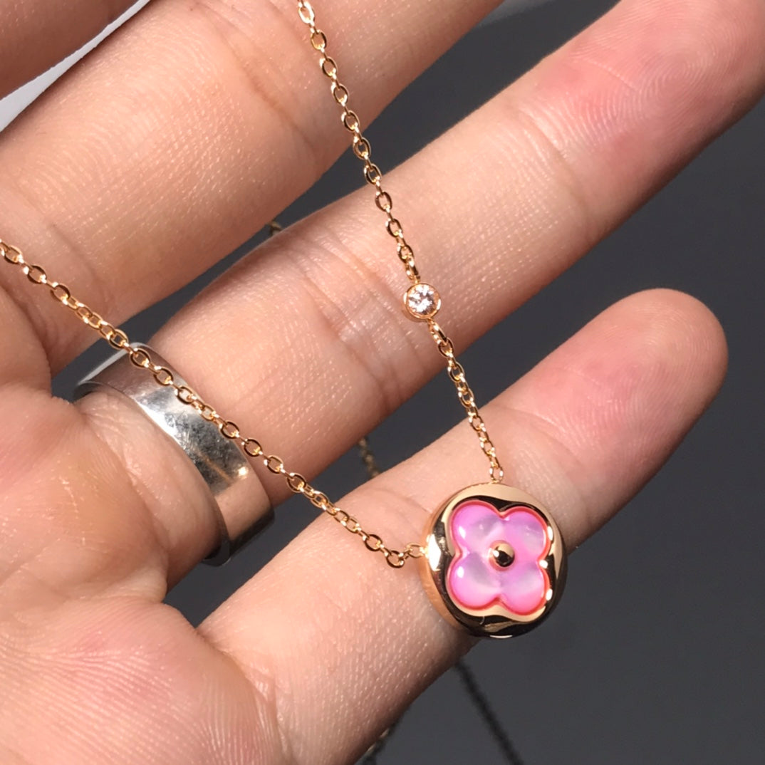 [Limara]COLOR BLOSSOM PINK MOP SUN GOLD NECKLACE