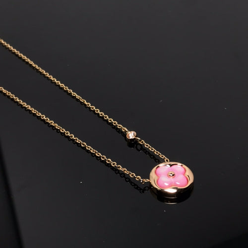 [Limara]COLOR BLOSSOM PINK MOP SUN GOLD NECKLACE