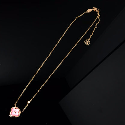 [Limara]COLOR BLOSSOM PINK MOP SUN GOLD NECKLACE