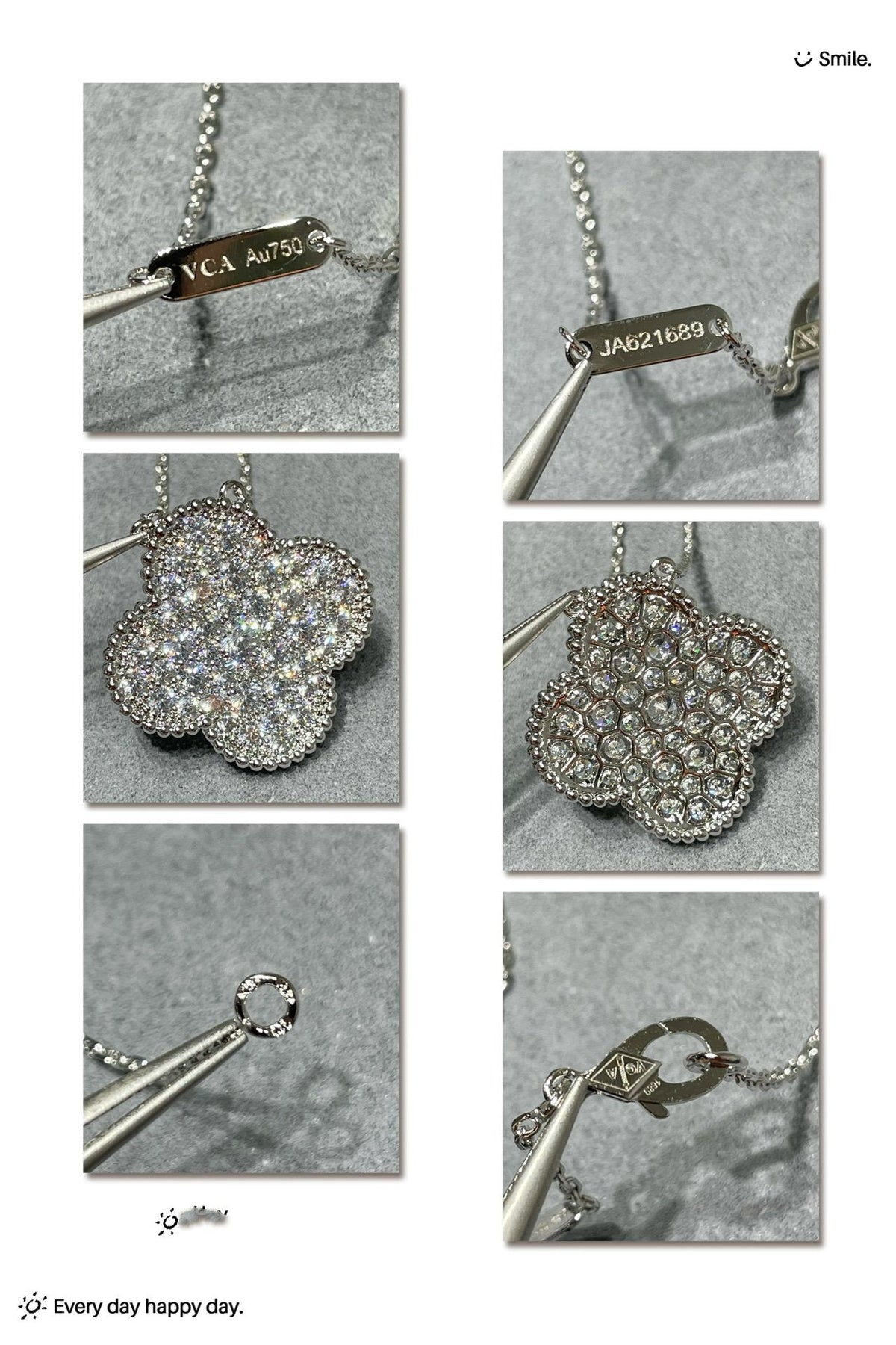 [Limara]CLOVER 25MM LARGE PENDANT DIAMOND PAVED SILVER NECKLACE