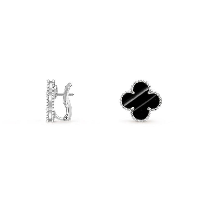 [Limara]15MM CLOVER FLOWER STUD EARRINGS WHITE GOLD COLLECTION