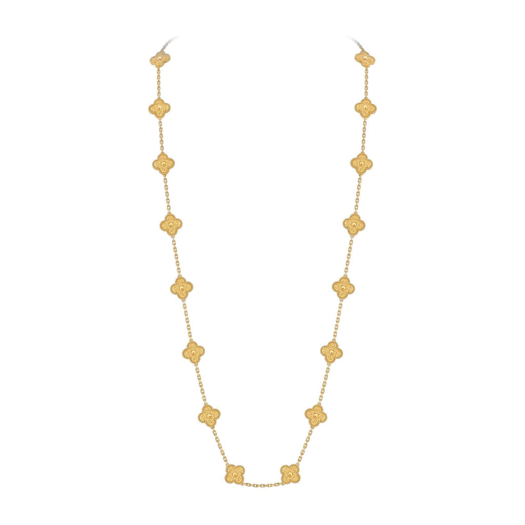 [Limara]CLASSIC 20-MOTIF LUCKY CLOVER LONG NECKLACE GOLD COLLECTION