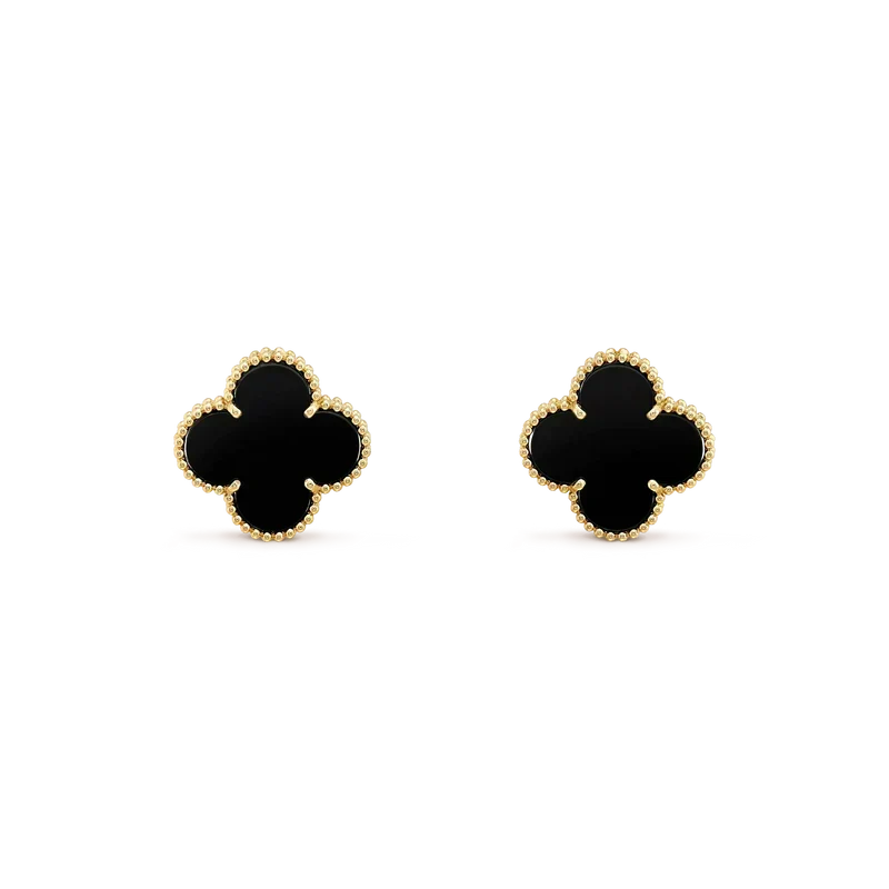 [Limara] CLOVER MEDIUM 1 MOTIFS  ONYX STUD EARRINGS