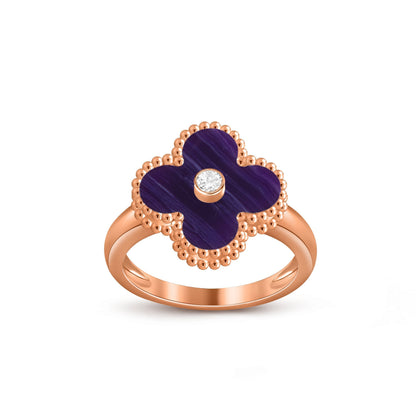 [Limara]LUCKY CLOVER DIAMOND-ACCENT ROSE GOLD RING COLLECTION