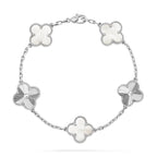 [Limara]LUCKY CLOVER 5-MOTIF-ARMBAND – WEISSES PERLMUTT-KOLLEKTION