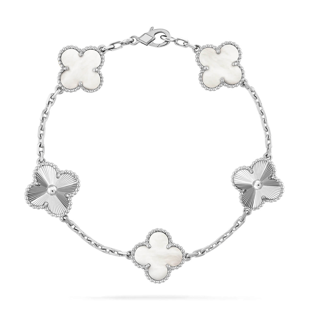 [Limara]LUCKY CLOVER 5-MOTIF BRACELET - WHITE MOTHER-OF-PEARL COLLECTION