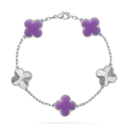 [Limara]LUCKY CLOVER 5-MOTIF BRACELET - LAVENDER COLLECTION