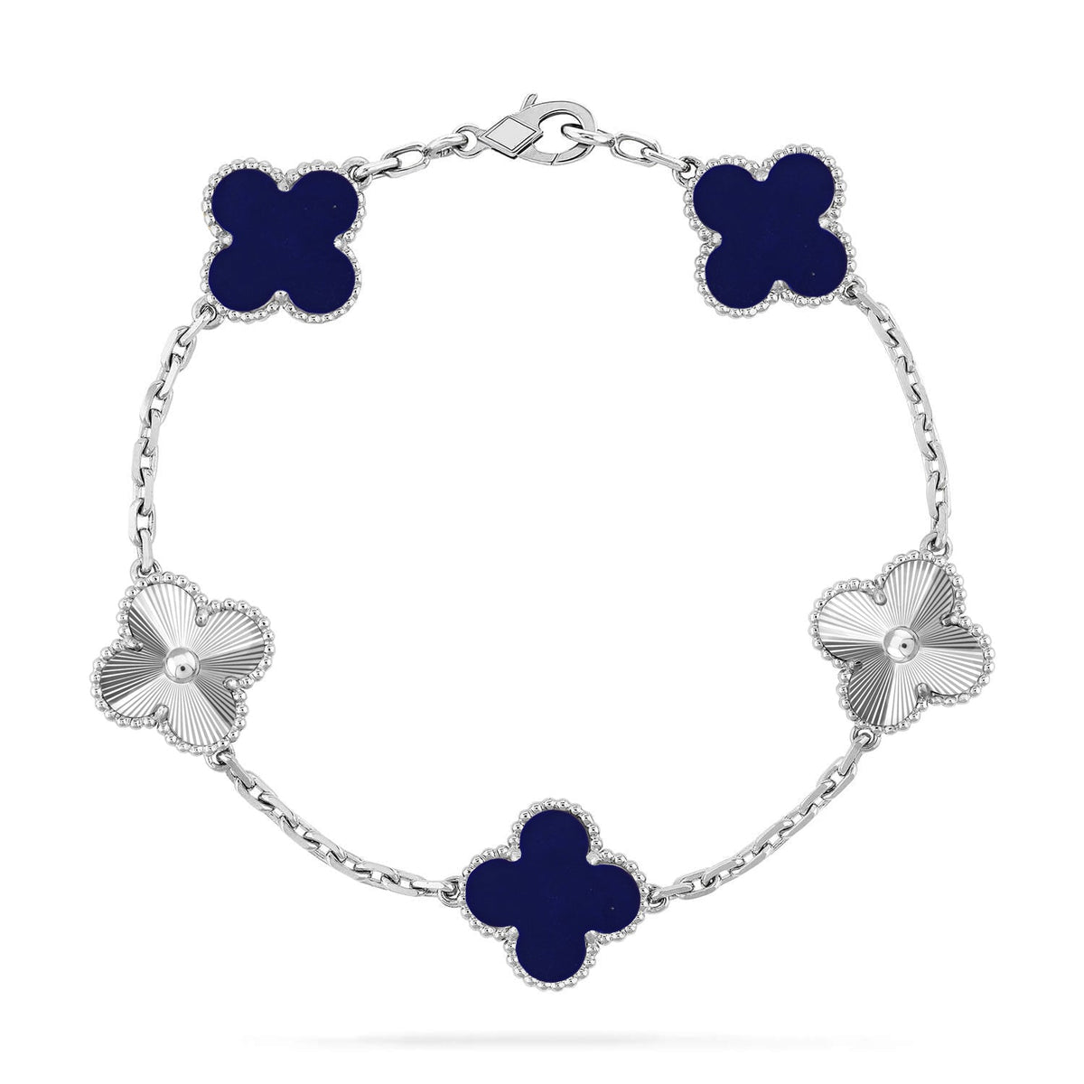 [Limara]LUCKY CLOVER 5-MOTIF BRACELET - LAPIS LAZULI COLLECTION