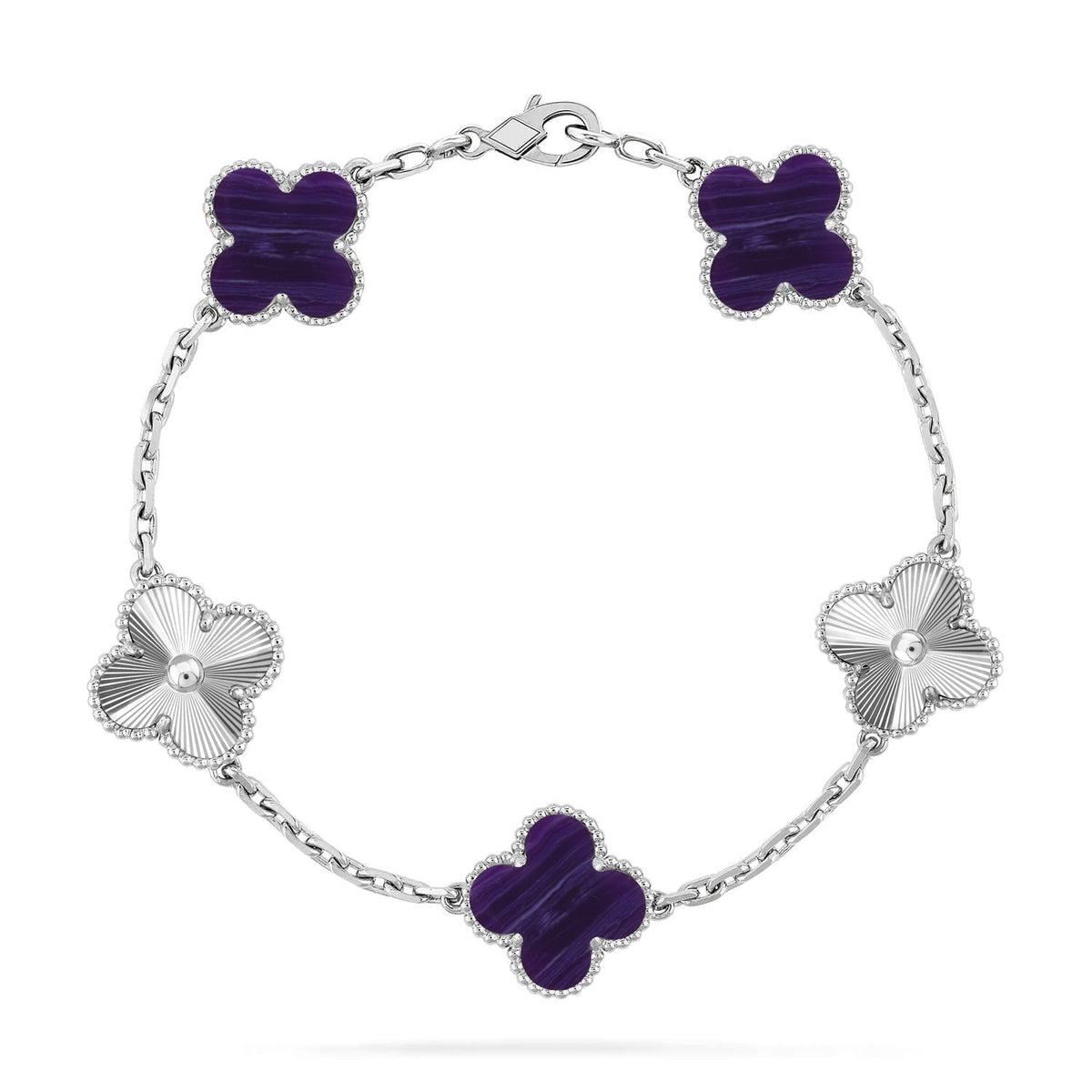 [Limara]LUCKY CLOVER 5-MOTIF BRACELET - CHAROITE COLLECTION