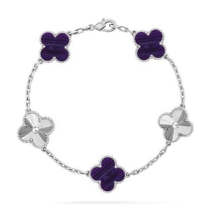 [Limara]LUCKY CLOVER 5-MOTIF BRACELET - CHAROITE COLLECTION