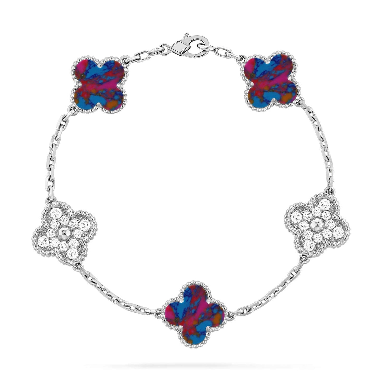 [Limara]LUCKY CLOVER 5-MOTIF BRACELET - MULTI-GEM COLLECTION