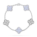 [Limara]LUCKY CLOVER 5-MOTIF BRACELET - PURPLE CHALCEDONY COLLECTION