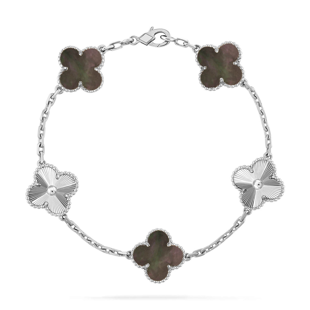 [Limara]LUCKY CLOVER 5-MOTIF BRACELET - GREY MOTHER-OF-PEARL COLLECTION