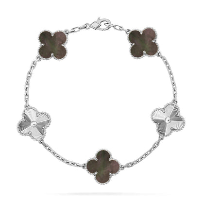 [Limara]LUCKY CLOVER 5-MOTIF BRACELET - GREY MOTHER-OF-PEARL COLLECTION
