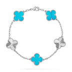 [Limara]LUCKY CLOVER 5-MOTIF BRACELET - TURQUOISE COLLECTION