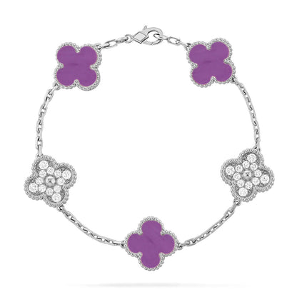 [Limara]LUCKY CLOVER 5-MOTIF BRACELET - VIOLET COLLECTION